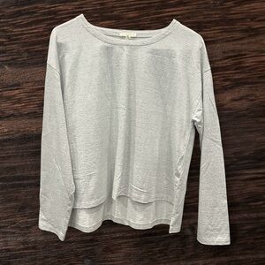 Eileen Fisher Organic Cotton Lyocell Speckle Knit Jewel Neck Box Top- XXS Pearl